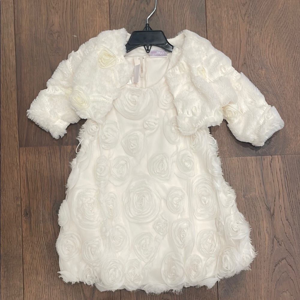 Elegant White Floral Dress with Jacket